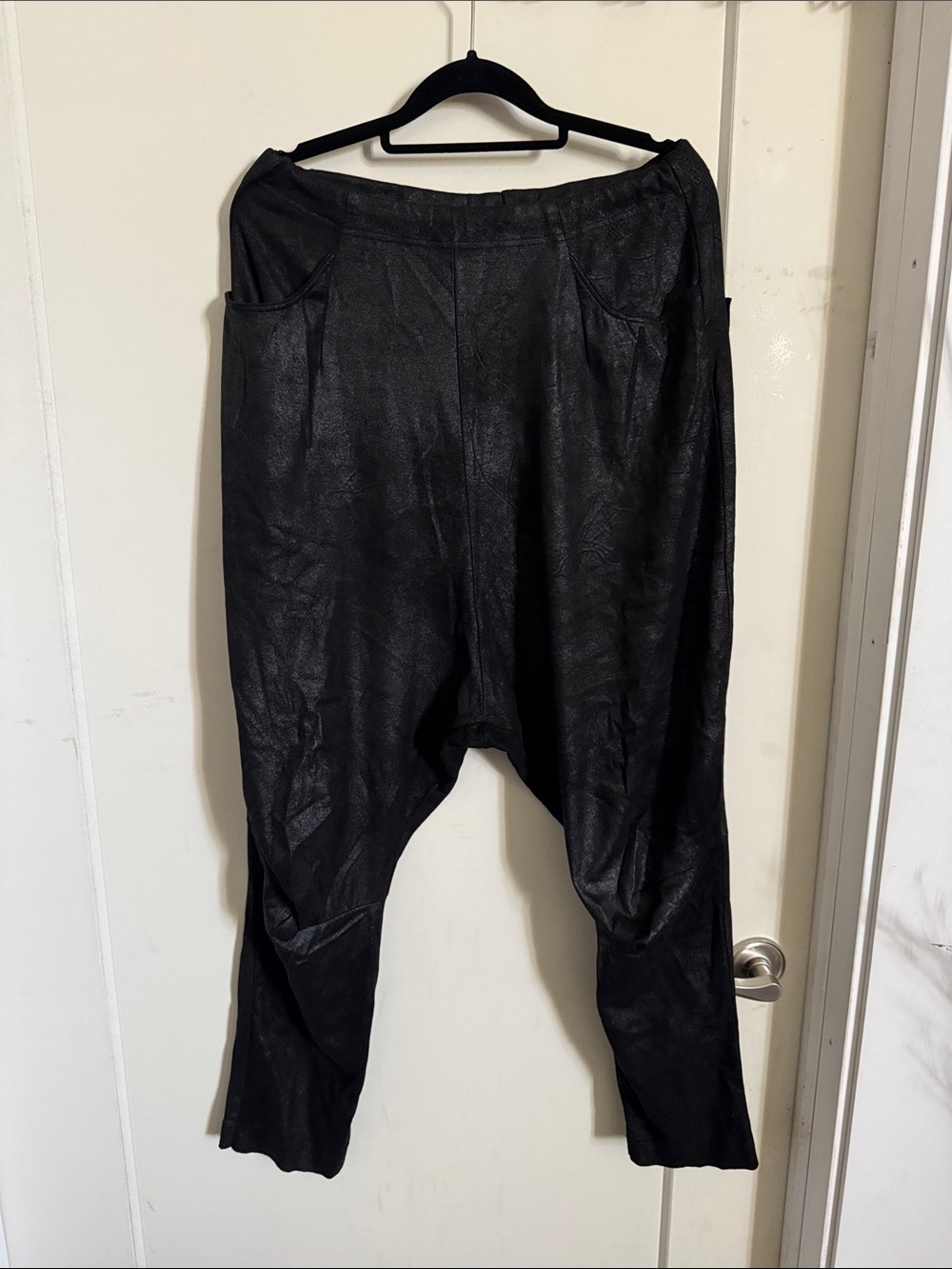 Studio Rundholz Black Faux Leather Harem Pants XXL